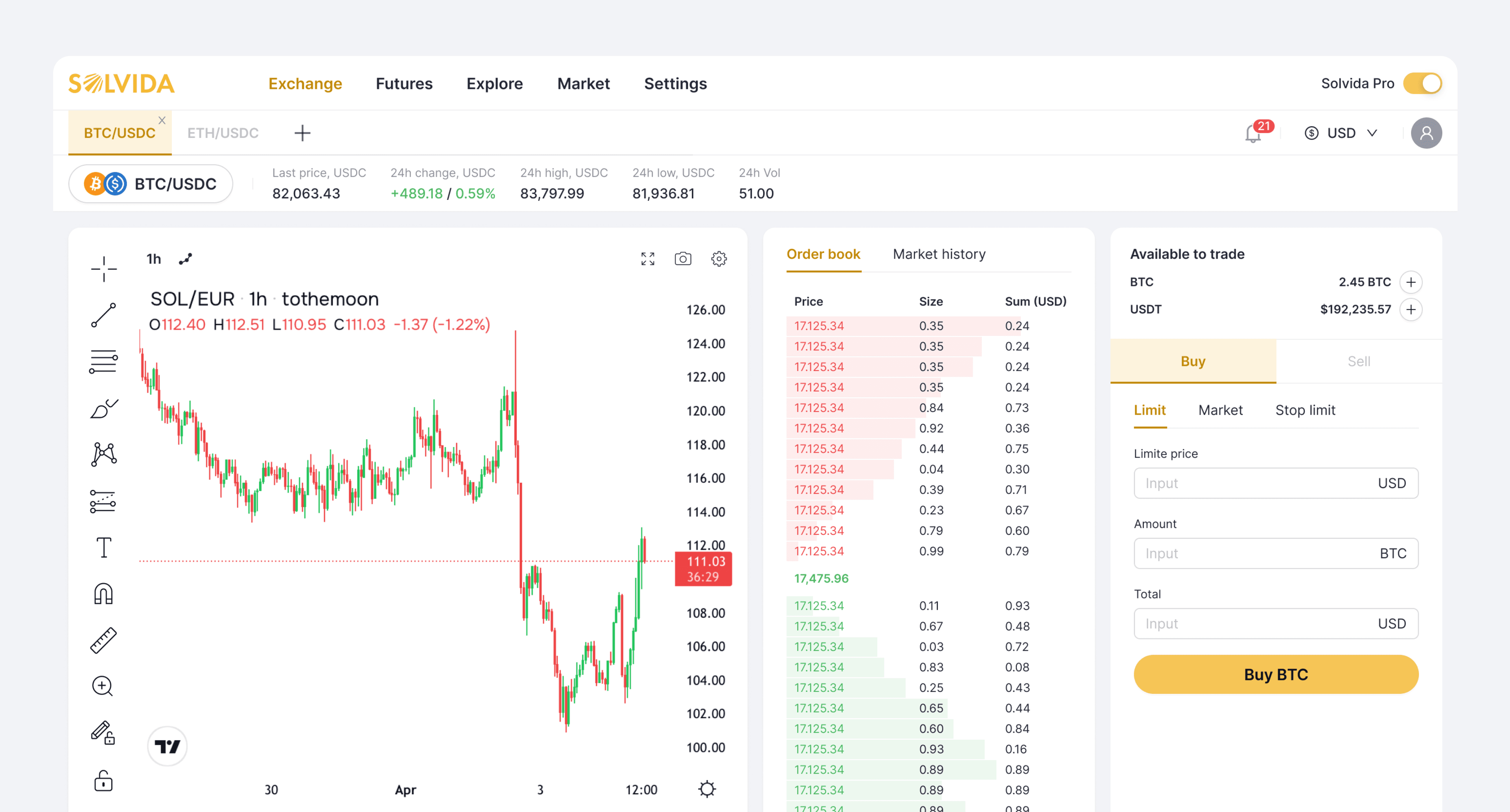 Solvida dashboard preview