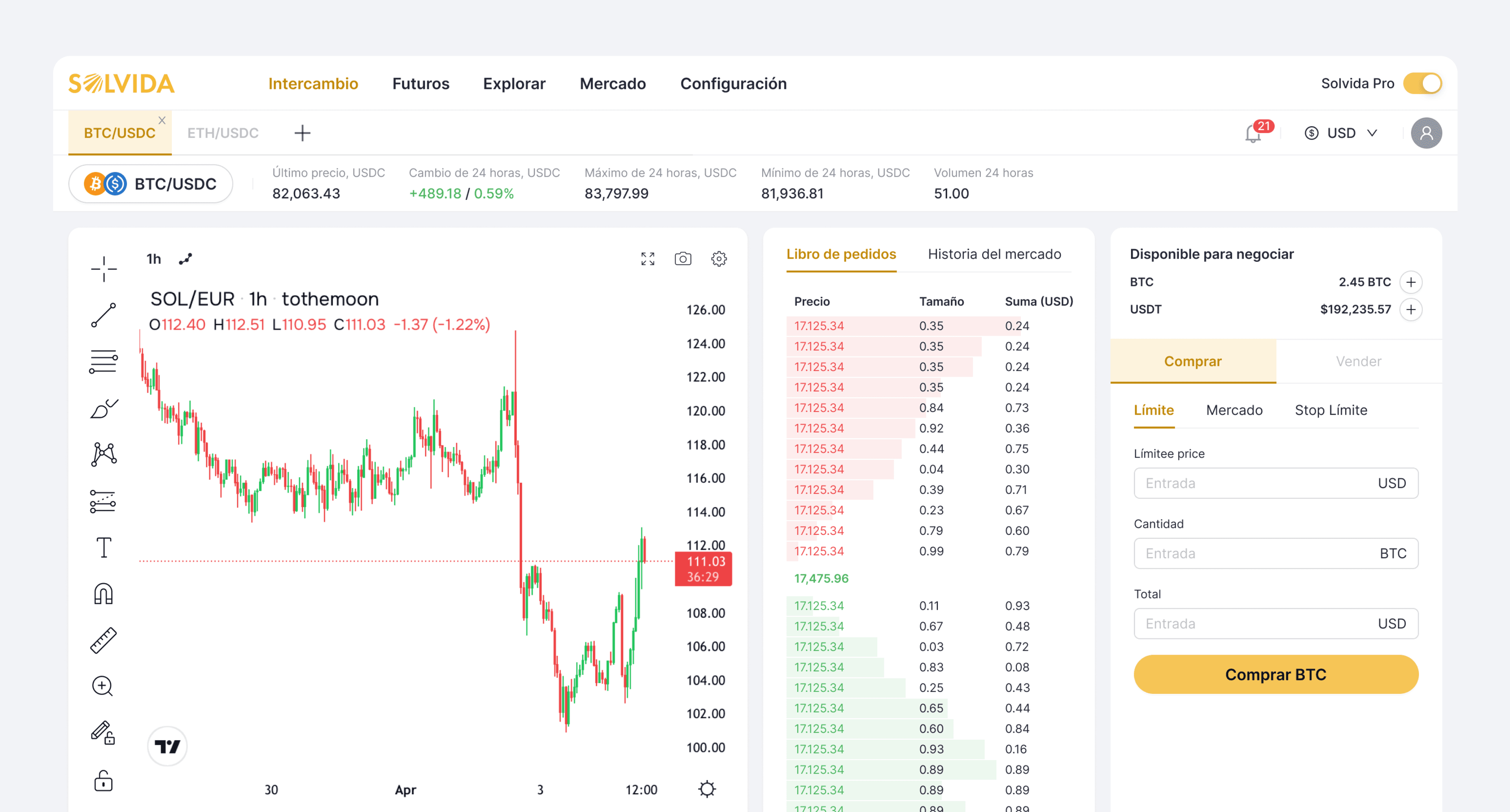 Solvida dashboard preview